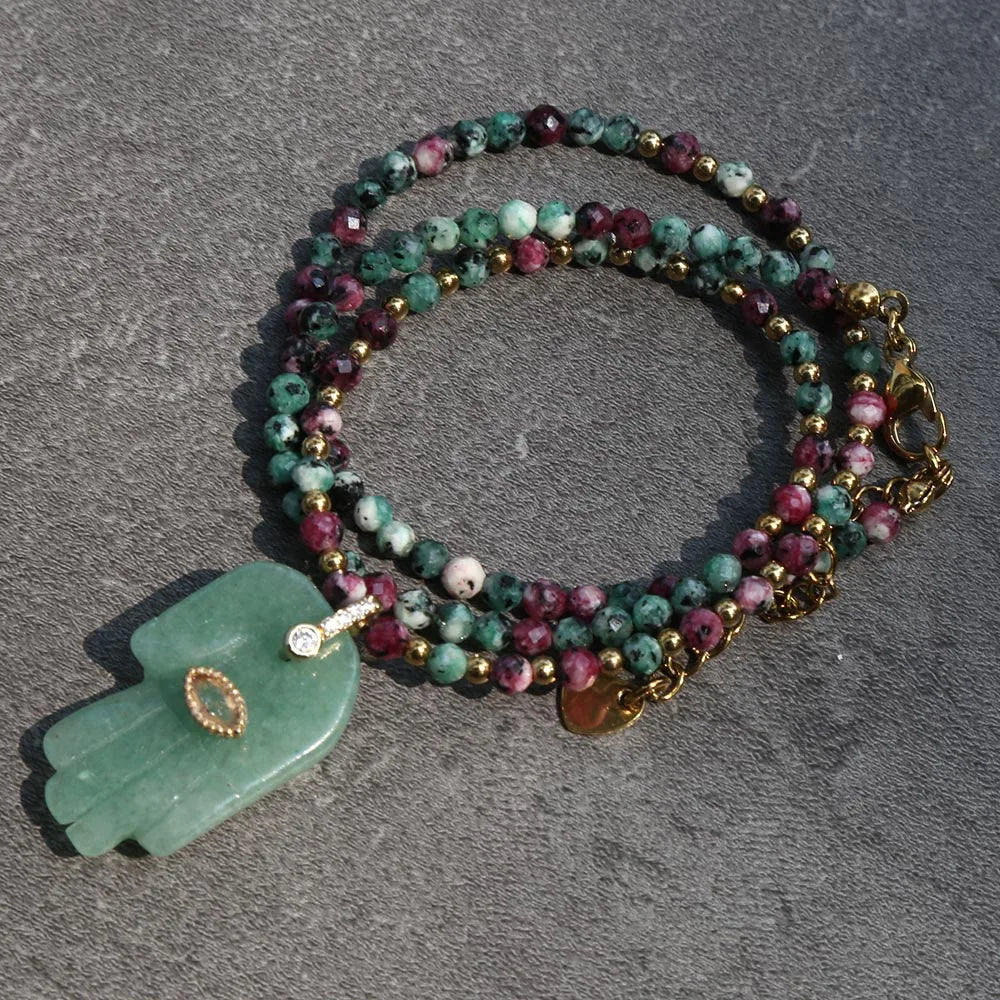 Collier Poisson Pivotant en Pierre Naturelle