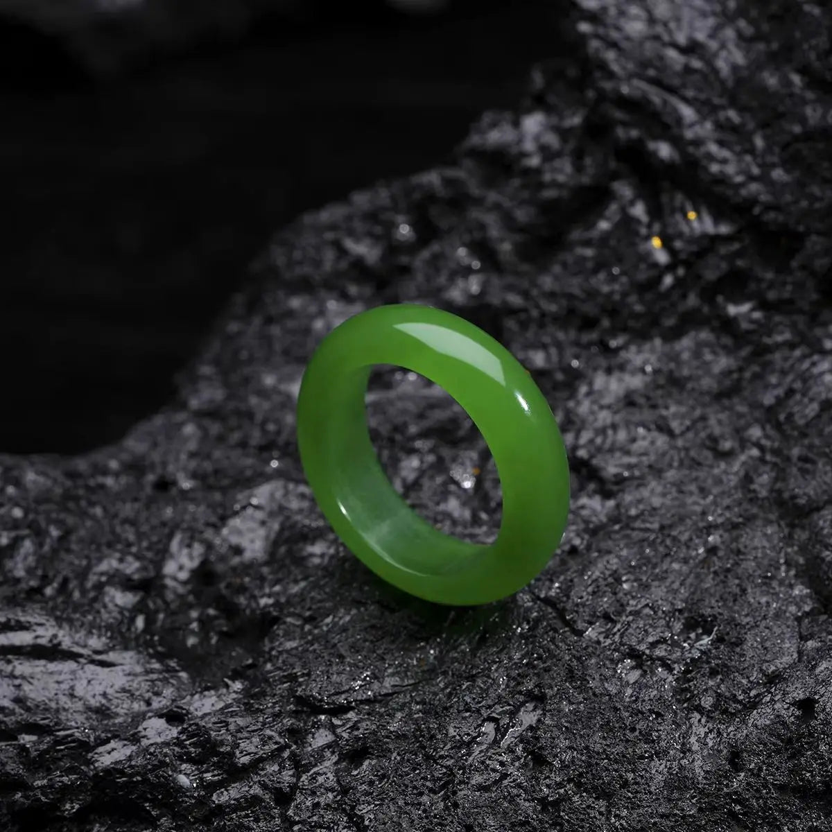 Bague en Jade Vert Naturel, 6mm, Porte-Bonheur