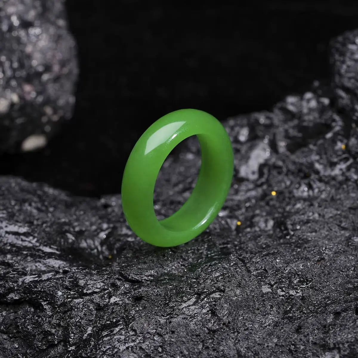 Bague en Jade Vert Naturel, 6mm, Porte-Bonheur