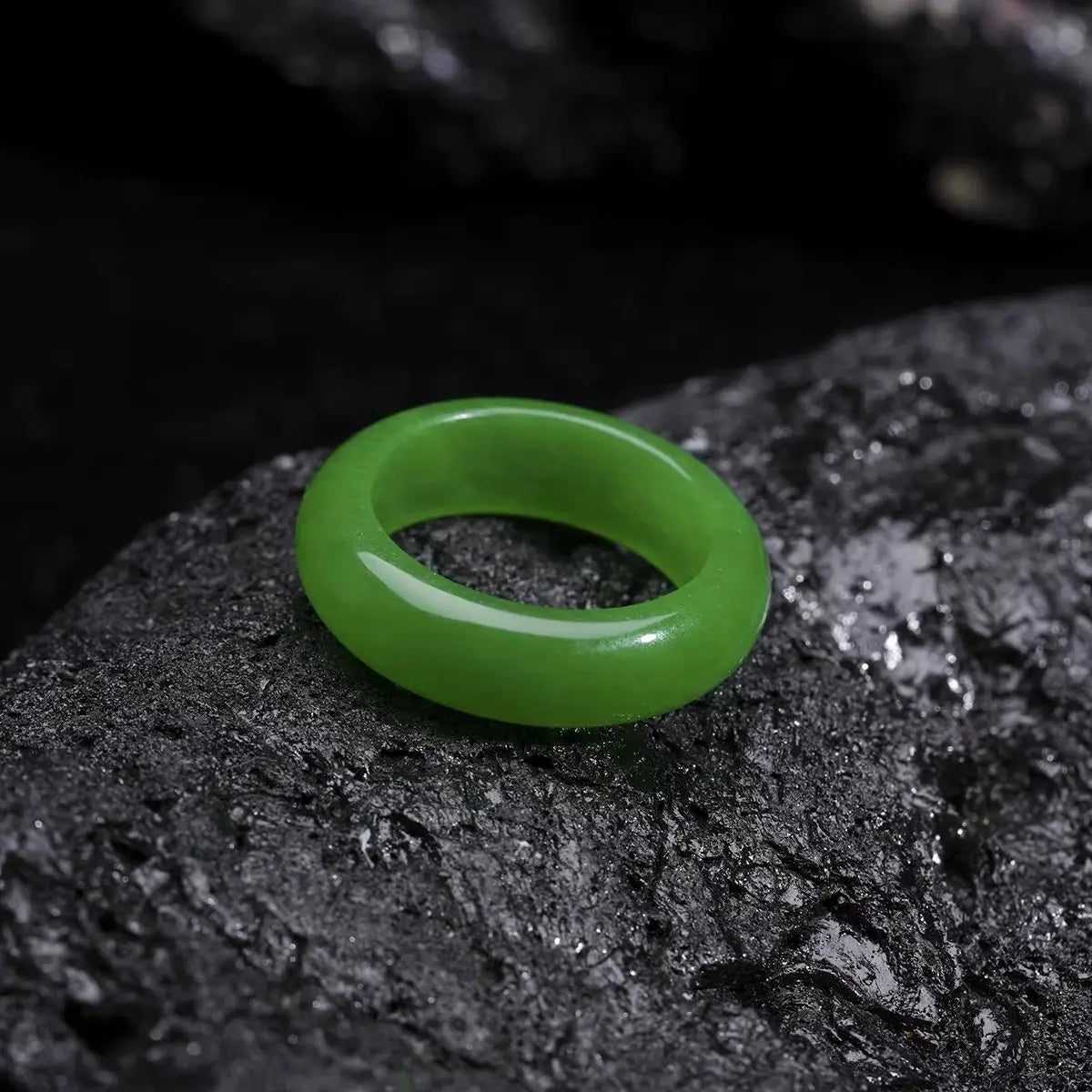 Bague en Jade Vert Naturel, 6mm, Porte-Bonheur