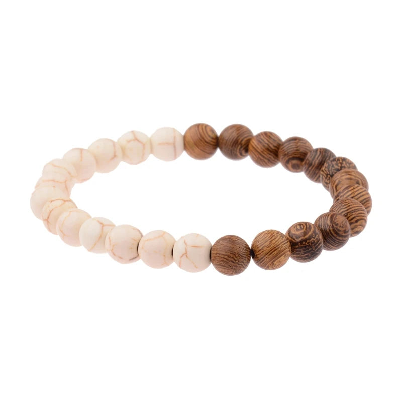 Bracelet en Pierre de Lave pour Homme, Bouddha Tibétain
