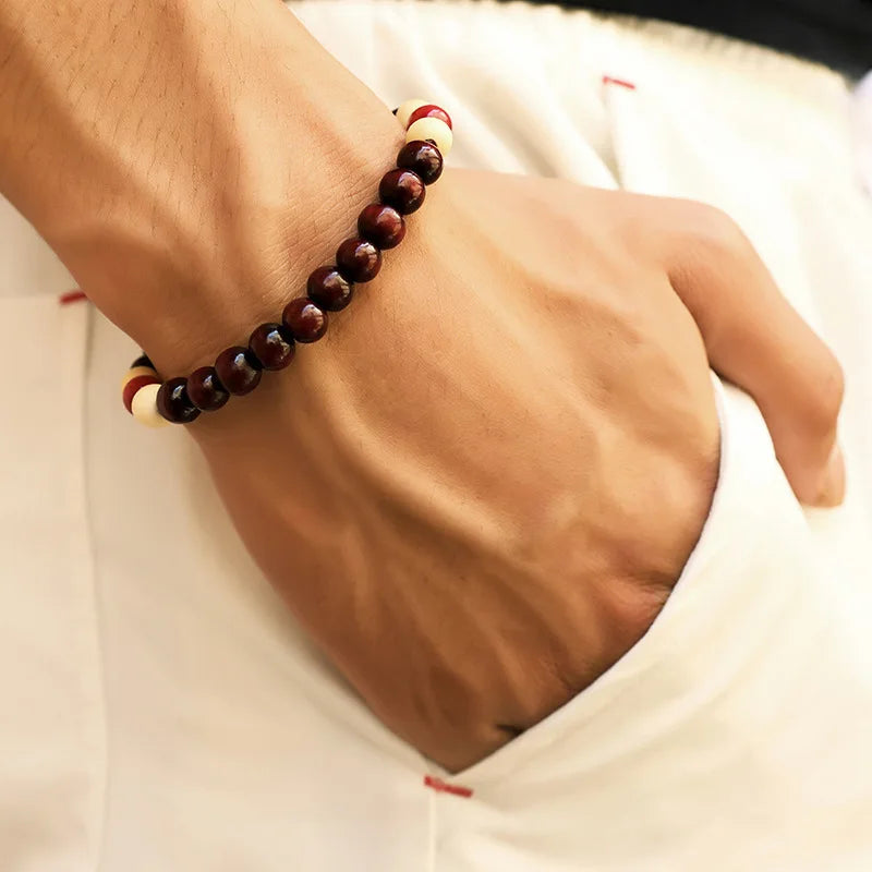 Bracelet en Pierre de Lave pour Homme, Bouddha Tibétain