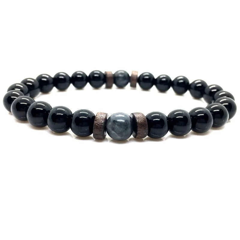 Bracelet en Pierre de Lave pour Homme, Bouddha Tibétain