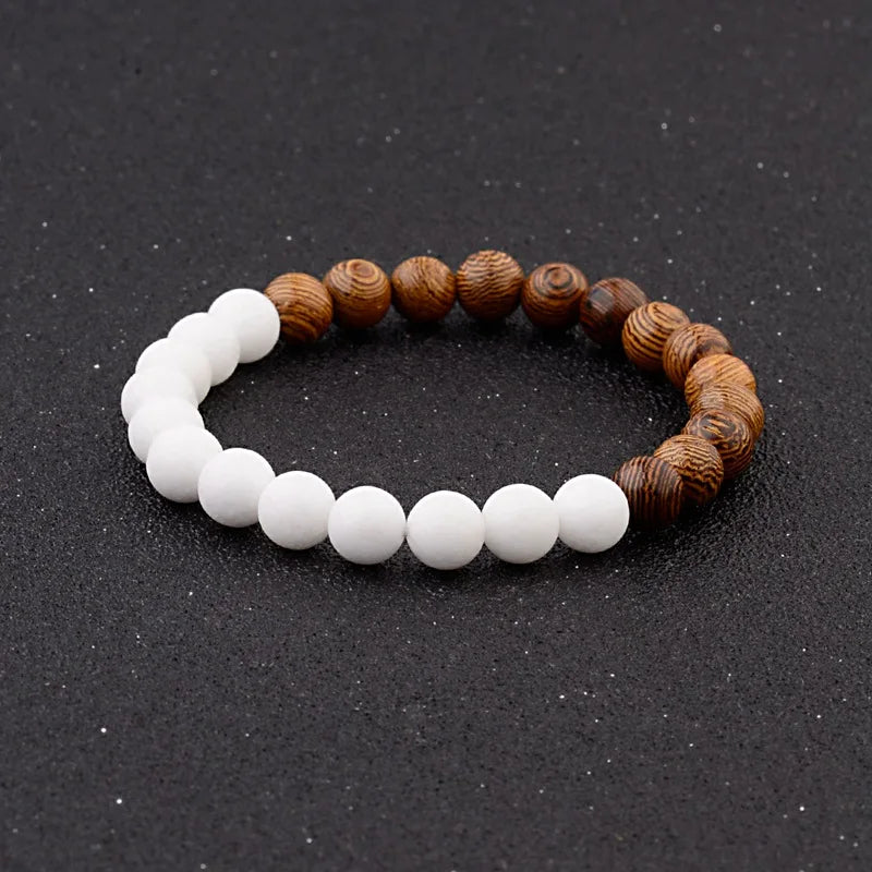 Bracelet en Pierre de Lave pour Homme, Bouddha Tibétain