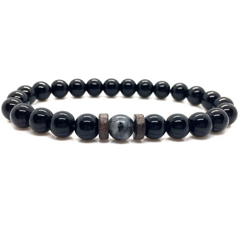 Bracelet en Pierre de Lave pour Homme, Bouddha Tibétain