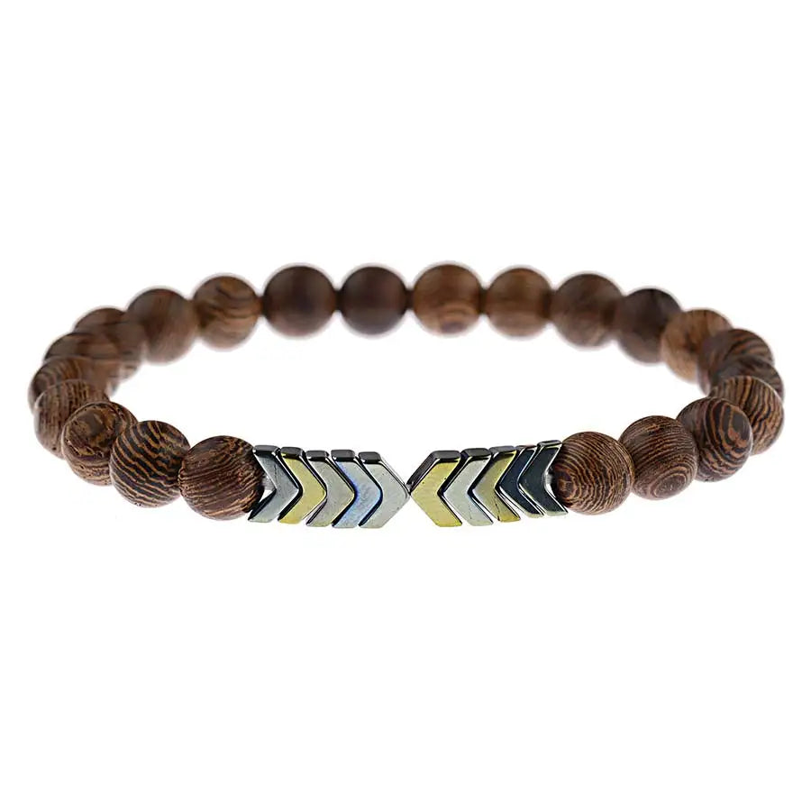 Bracelet en Pierre de Lave pour Homme, Bouddha Tibétain