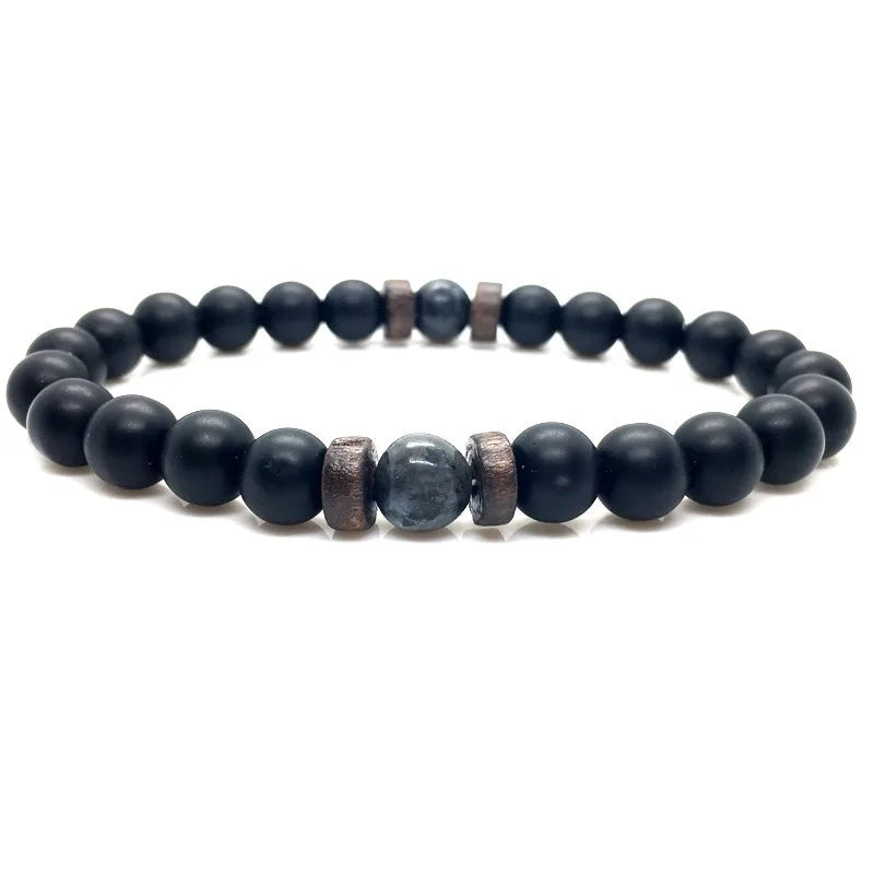 Bracelet en Pierre de Lave pour Homme, Bouddha Tibétain