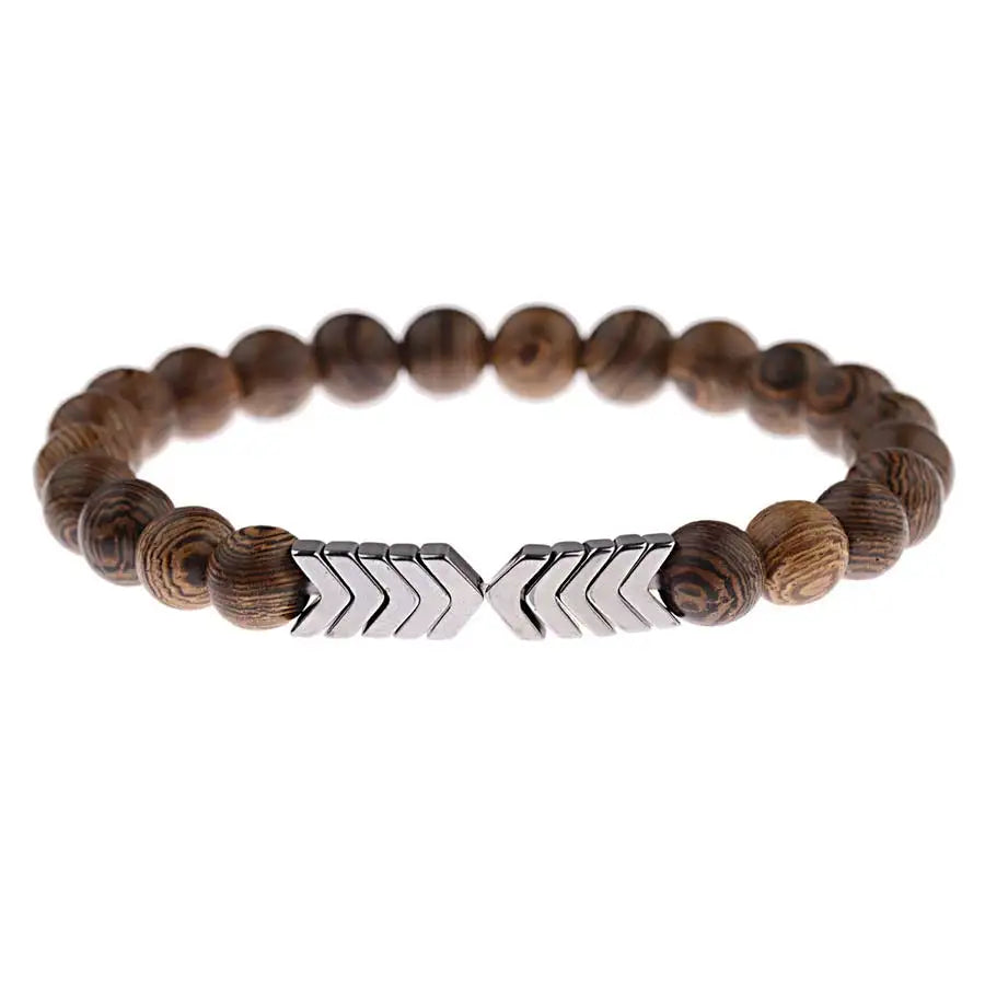 Bracelet en Pierre de Lave pour Homme, Bouddha Tibétain