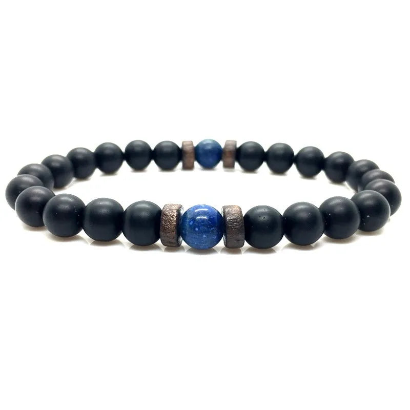Bracelet en Pierre de Lave pour Homme, Bouddha Tibétain