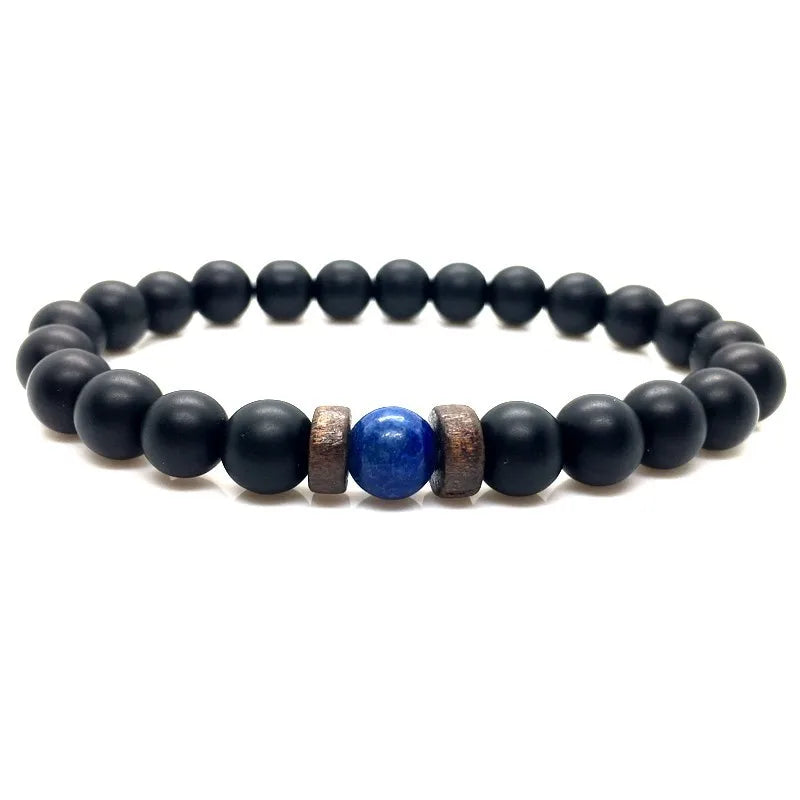 Bracelet en Pierre de Lave pour Homme, Bouddha Tibétain