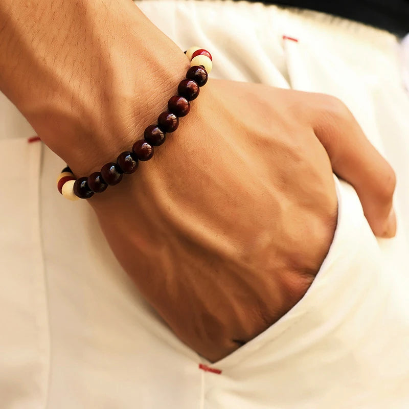 Bracelet en Pierre de Lave pour Homme, Bouddha Tibétain