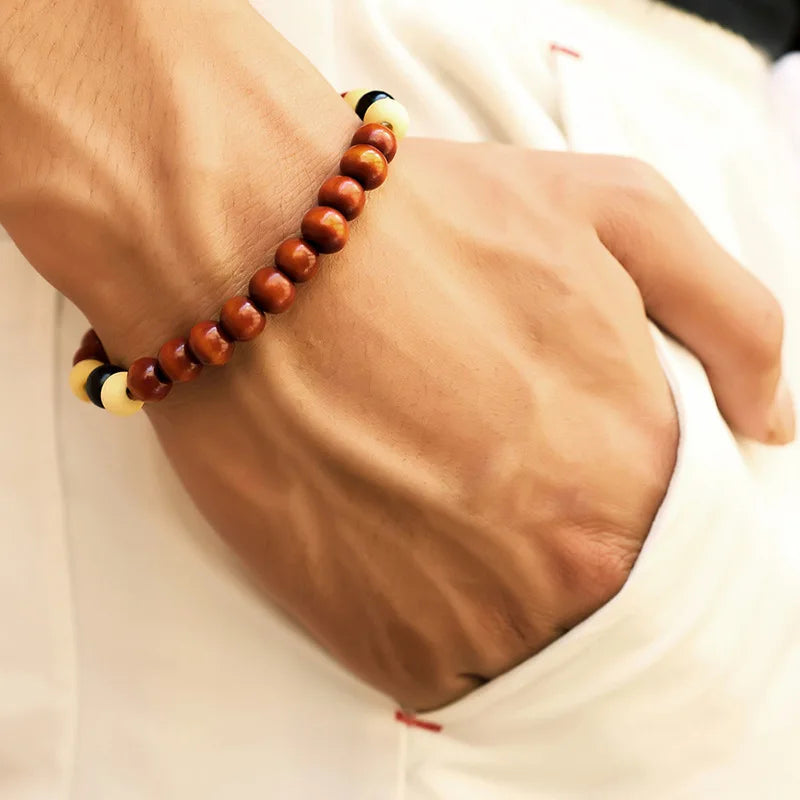 Bracelet en Pierre de Lave pour Homme, Bouddha Tibétain