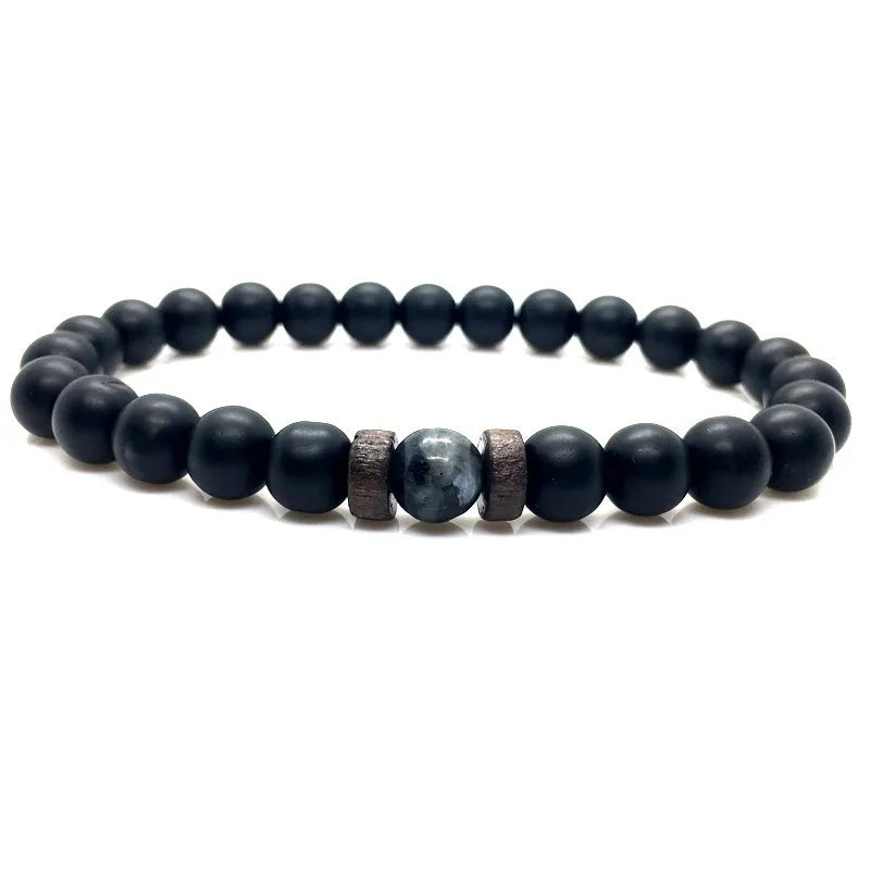 Bracelet en Pierre de Lave pour Homme, Bouddha Tibétain