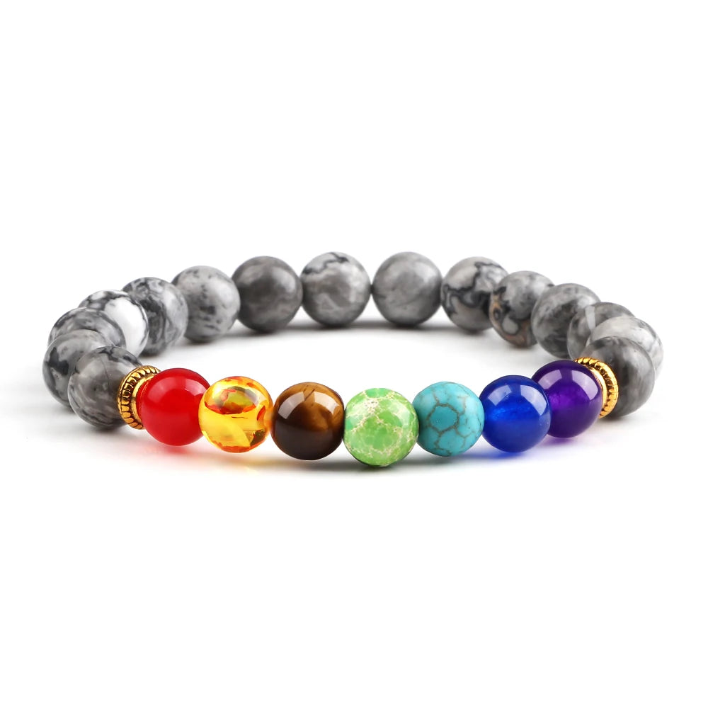 Bracelet 7 Chakras Reiki en Perles Naturelles