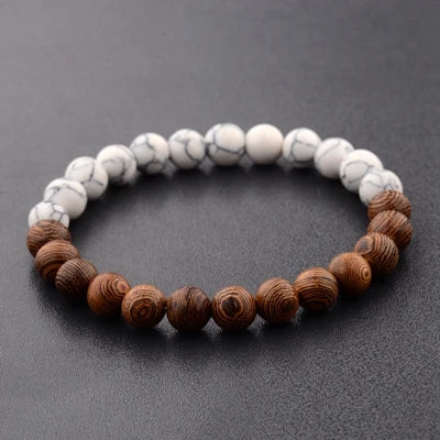 Bracelet en Pierre de Lave pour Homme, Bouddha Tibétain