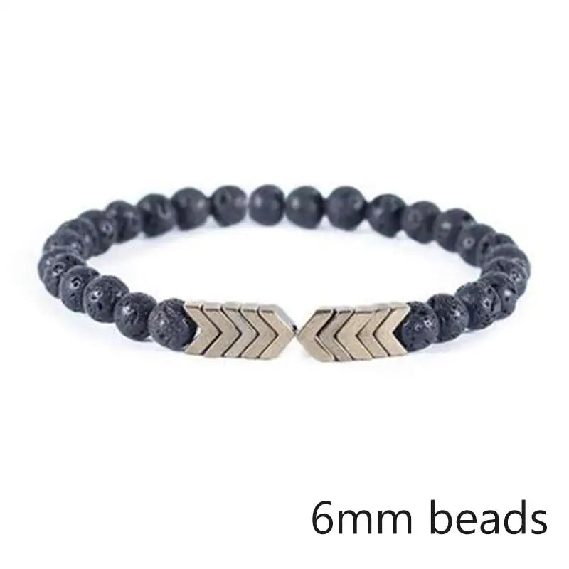 Bracelet en Pierre de Lave pour Homme, Bouddha Tibétain