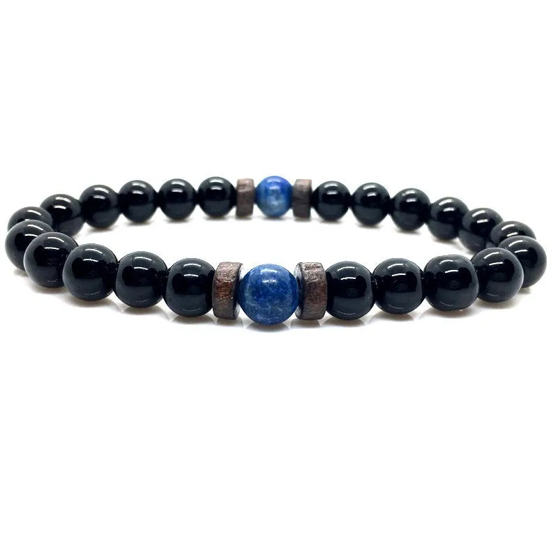 Bracelet en Pierre de Lave pour Homme, Bouddha Tibétain