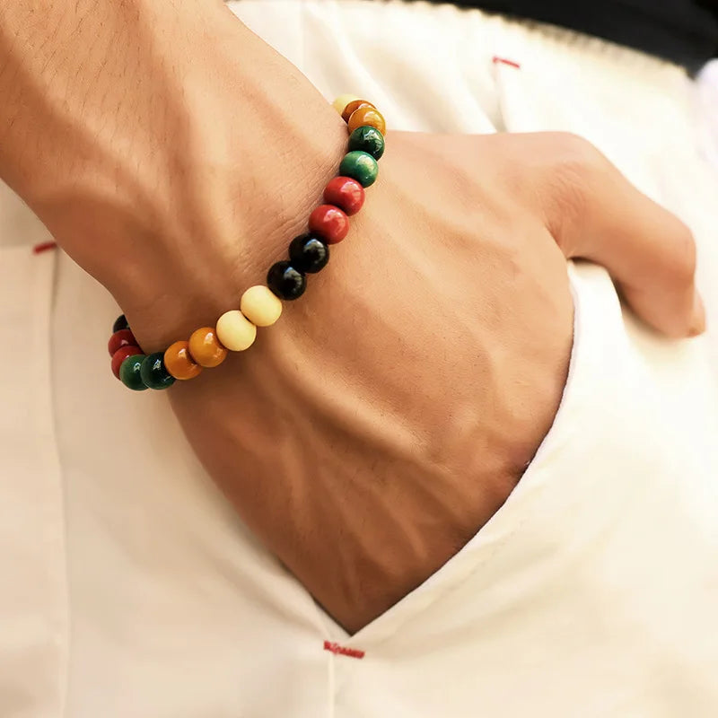 Bracelet en Pierre de Lave pour Homme, Bouddha Tibétain