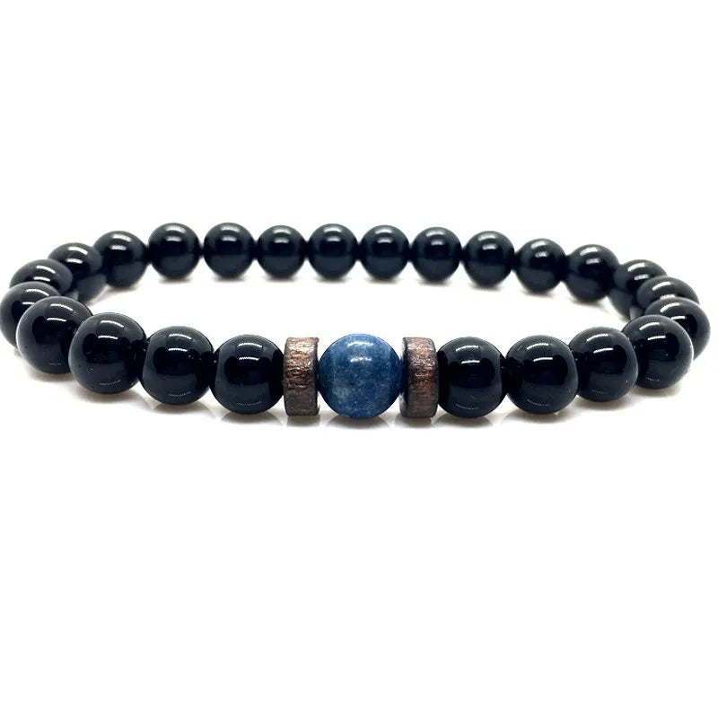 Bracelet en Pierre de Lave pour Homme, Bouddha Tibétain