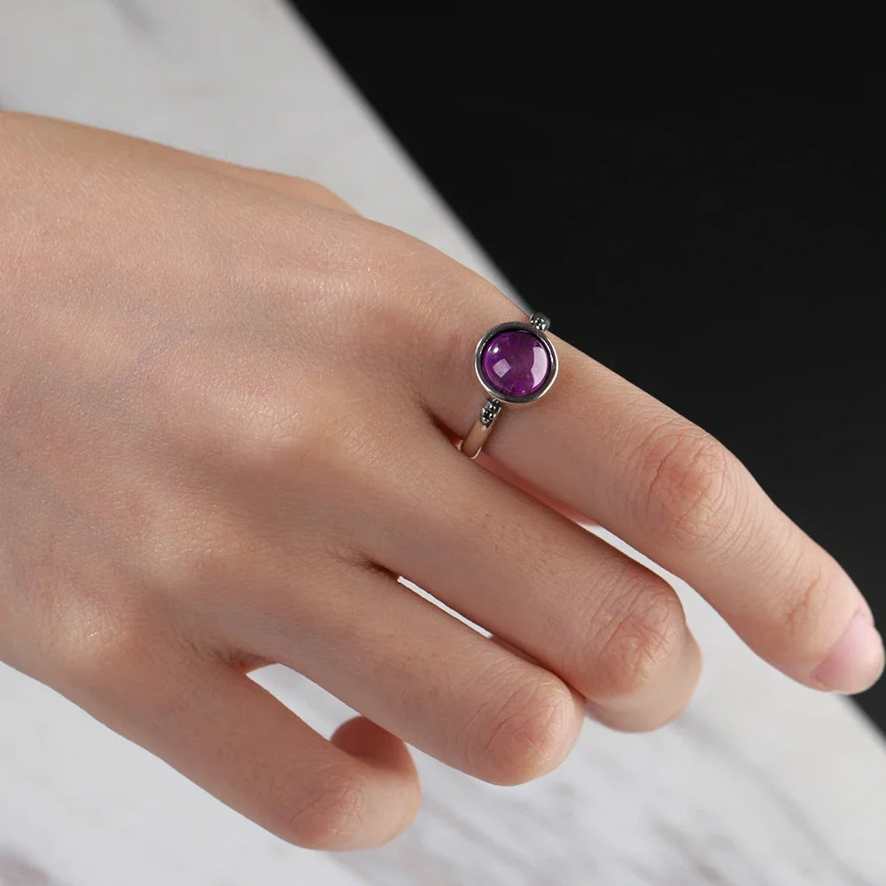 Bague Vintage en Améthyste Naturelle, Argent S925
