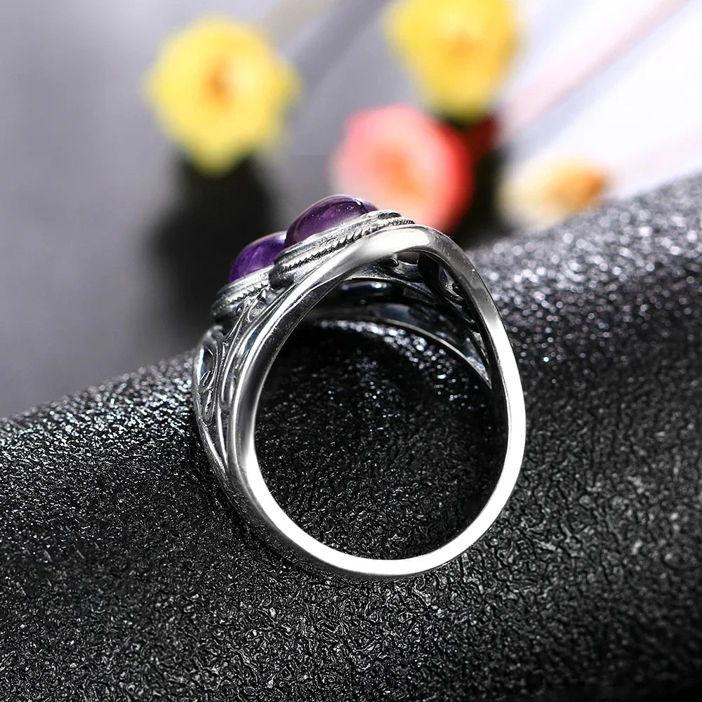 Bague Vintage en Améthyste Naturelle, Argent S925