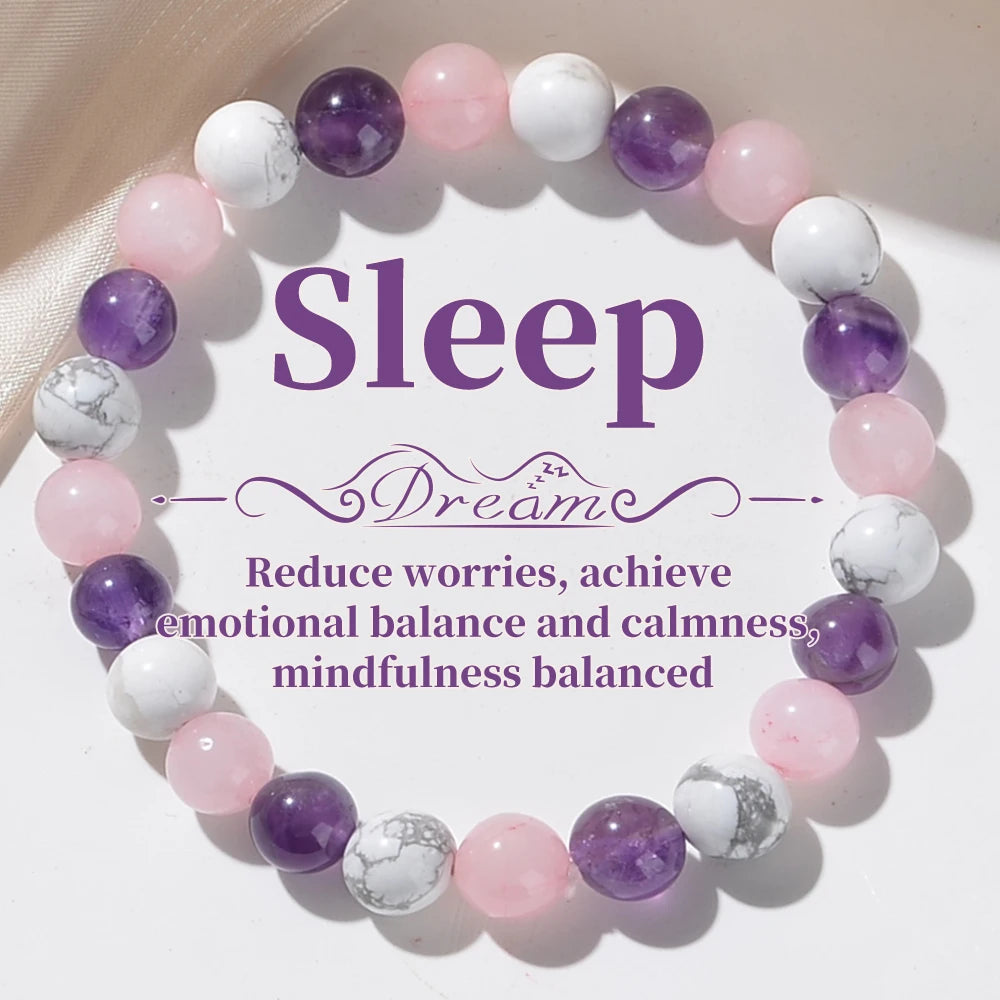 Bracelet de Sommeil Aura en Perles Naturelles, 8mm