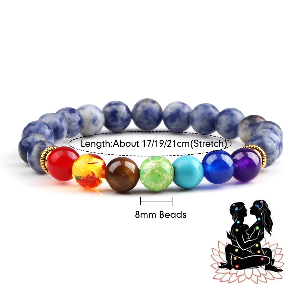 Bracelet 7 Chakras Reiki en Perles Naturelles