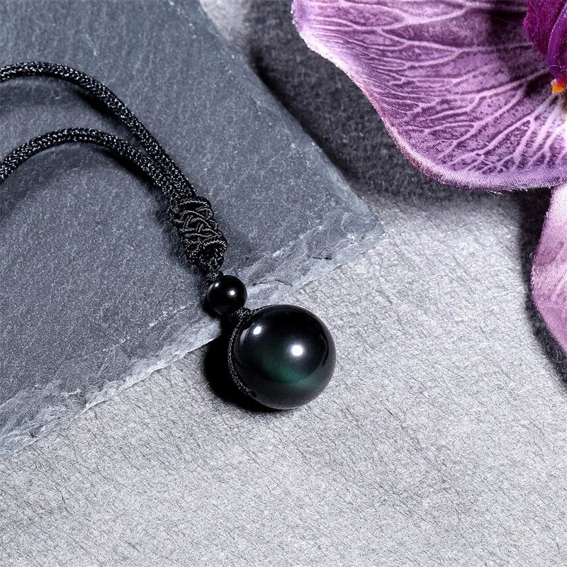 Collier Pendentif Rond en Pierre Naturelle