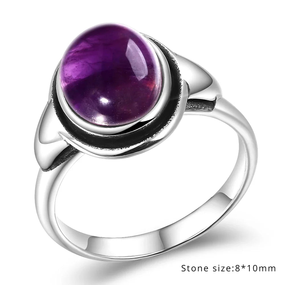 Bague Vintage en Améthyste Naturelle, Argent S925