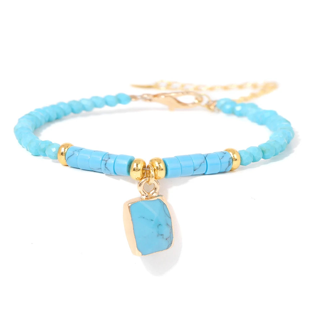 Bracelet en Turquoise Naturelle, Style Bohème