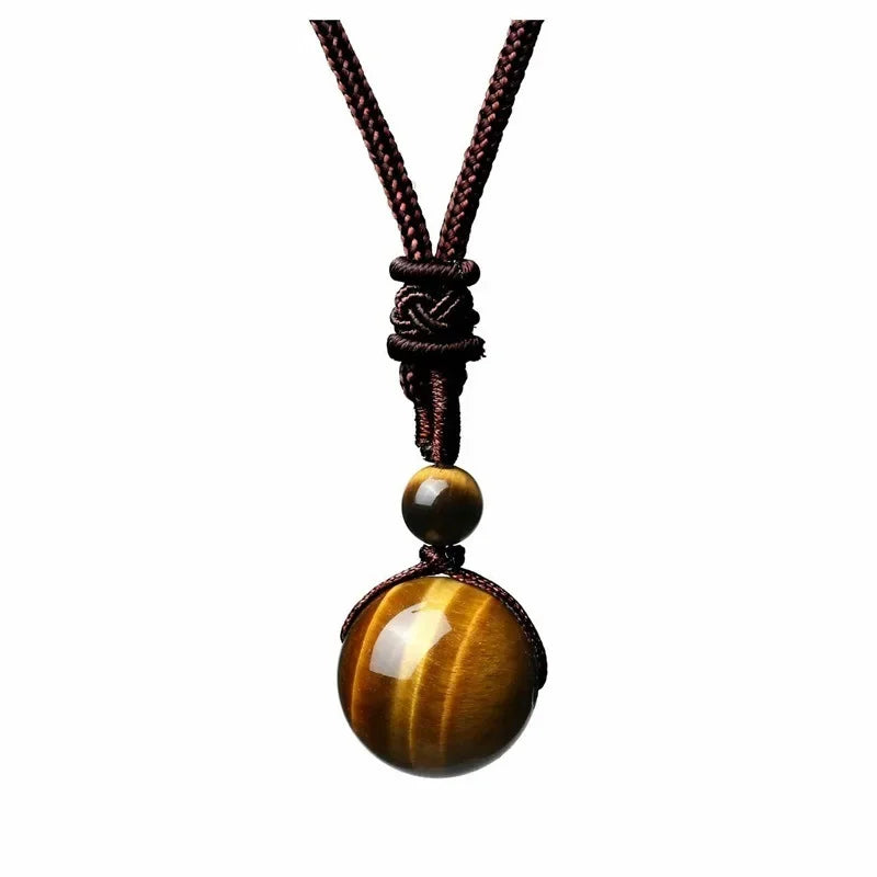 Collier Pendentif Rond en Pierre Naturelle