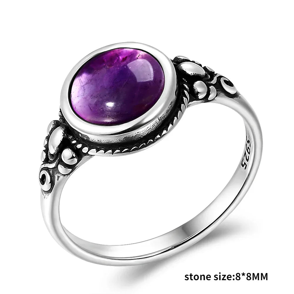 Bague Vintage en Améthyste Naturelle, Argent S925