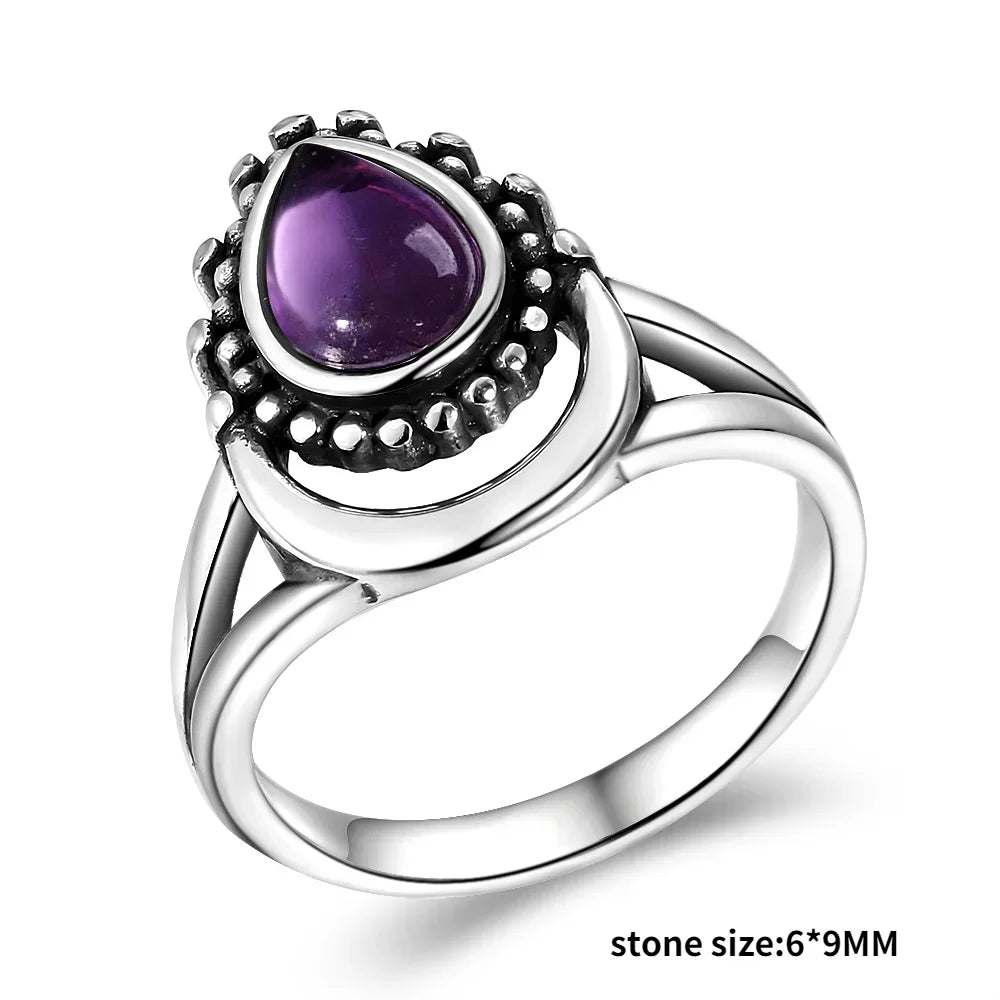 Bague Vintage en Améthyste Naturelle, Argent S925