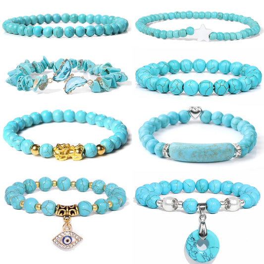 Bracelet en Turquoise Naturelle, Style Bohème