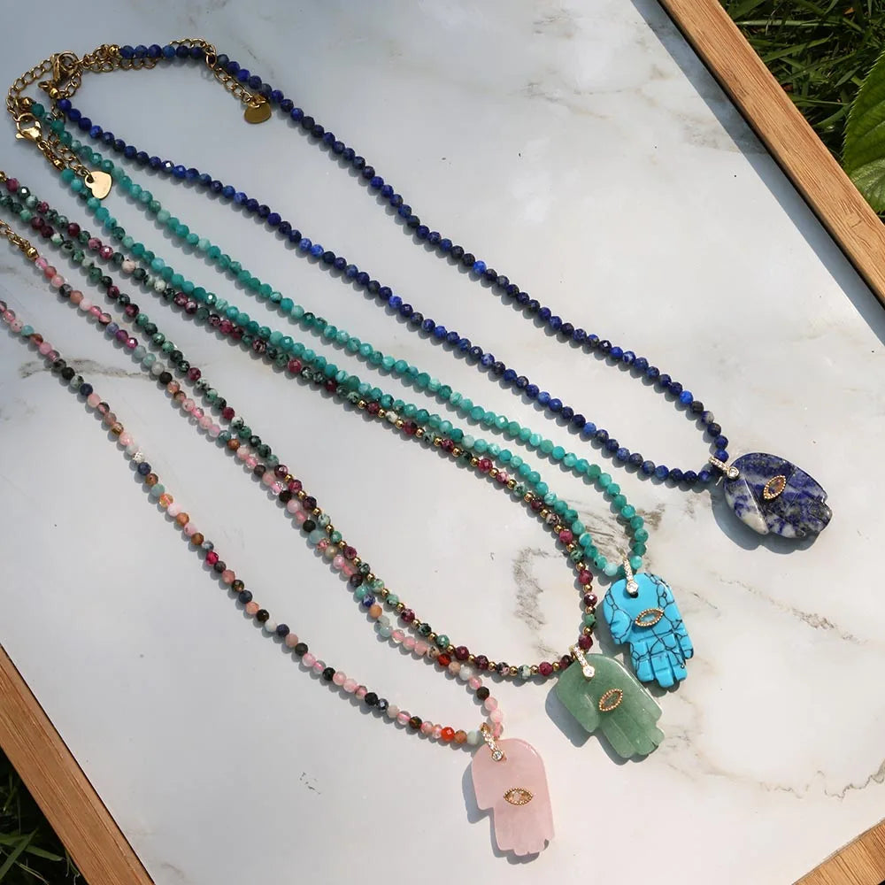 Collier Poisson Pivotant en Pierre Naturelle