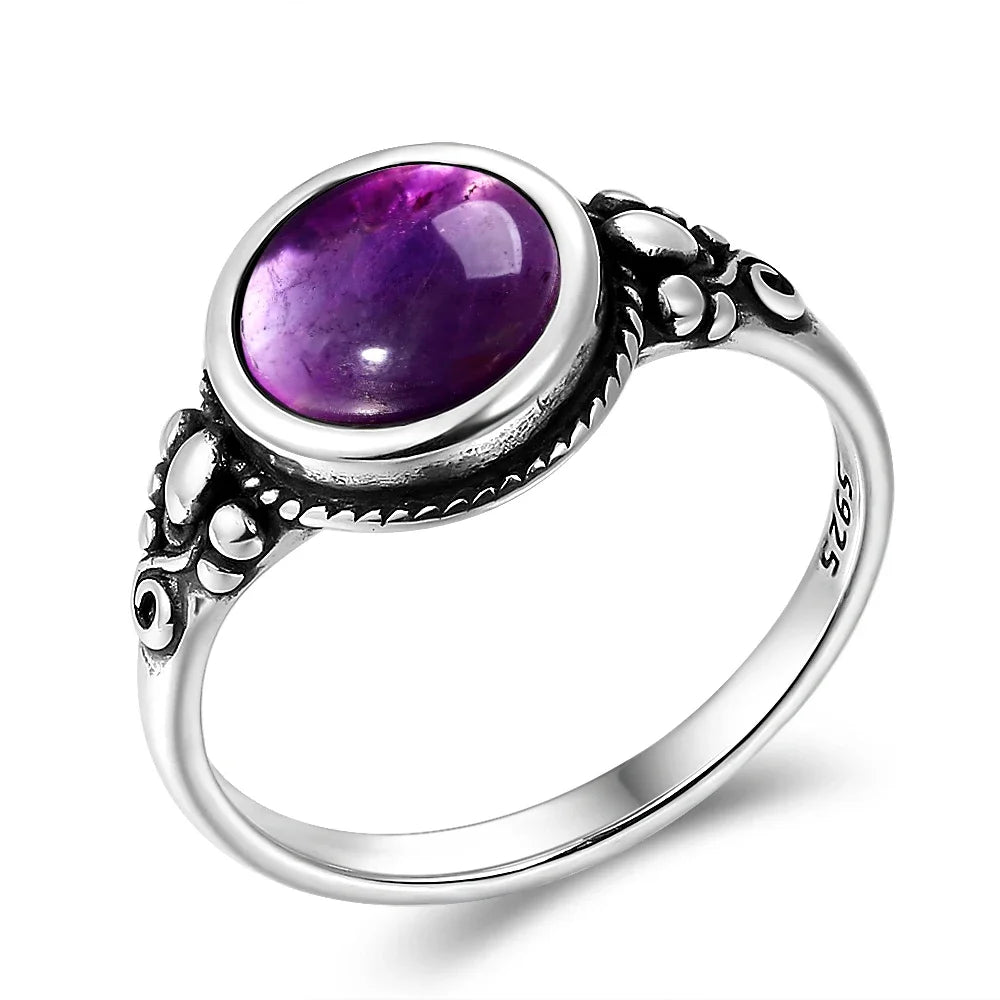 Bague Vintage en Améthyste Naturelle, Argent S925