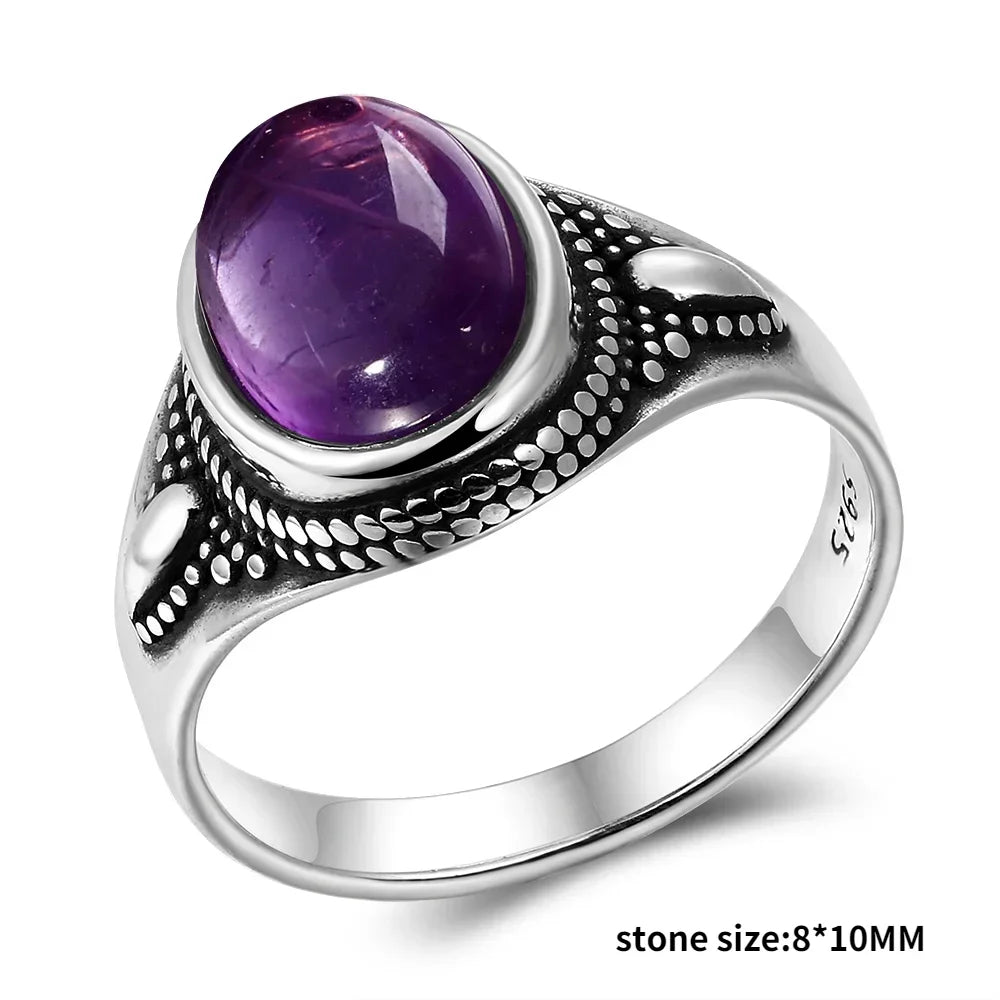 Bague Vintage en Améthyste Naturelle, Argent S925