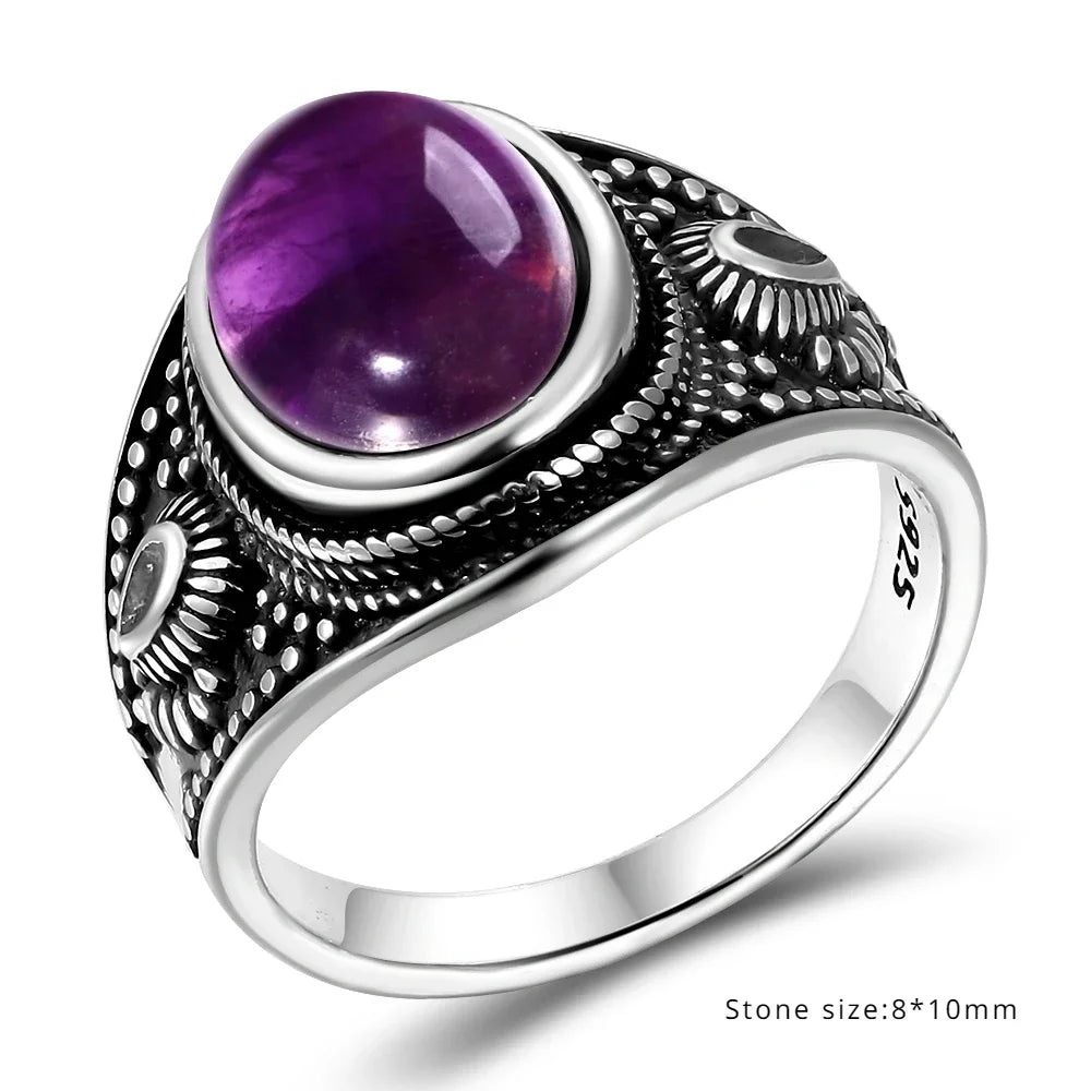 Bague Vintage en Améthyste Naturelle, Argent S925