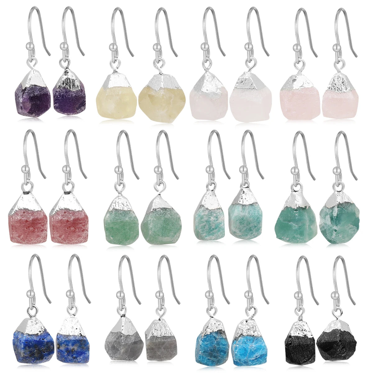 Boucles d'Oreilles en Pierre Naturelle Brute