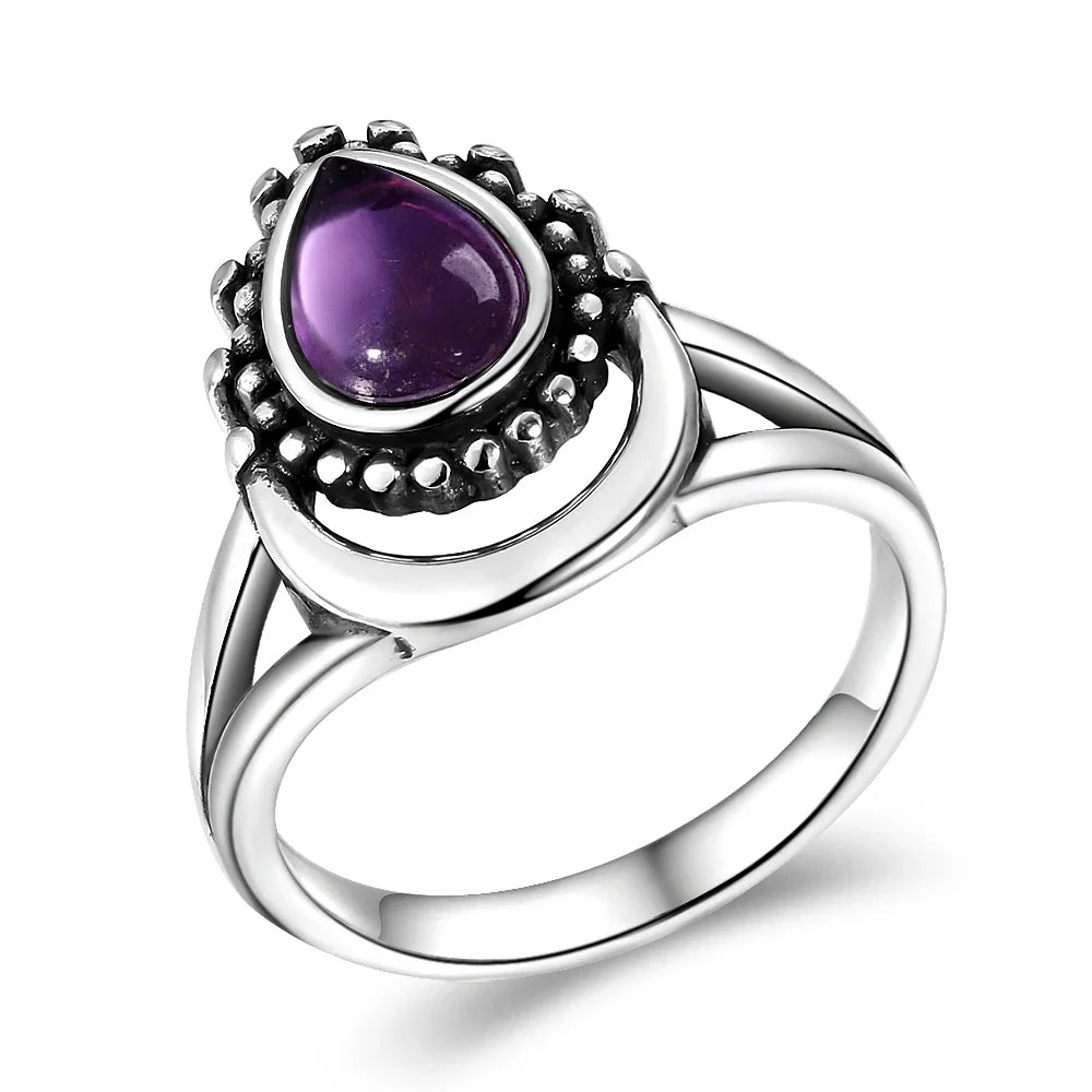 Bague Vintage en Améthyste Naturelle, Argent S925