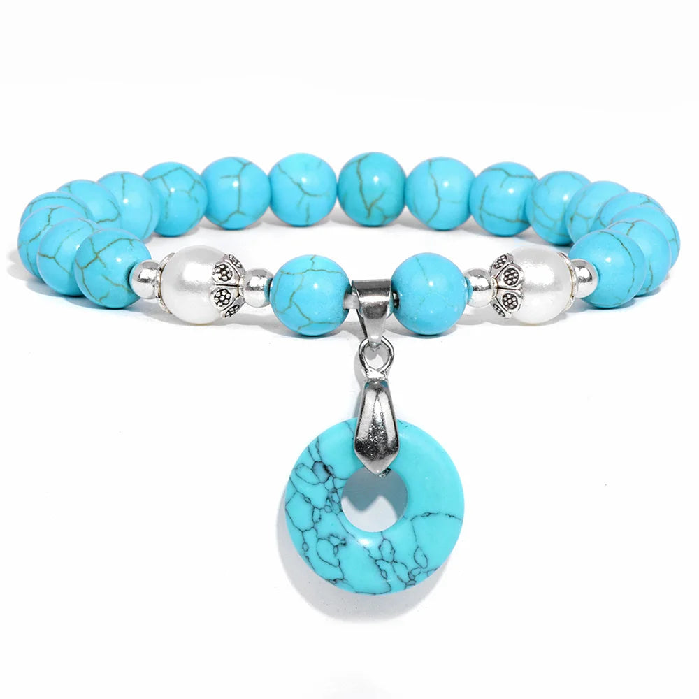 Bracelet en Turquoise Naturelle, Style Bohème