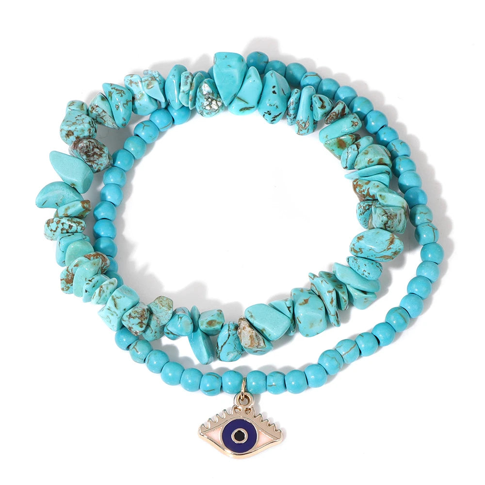 Bracelet en Turquoise Naturelle, Style Bohème