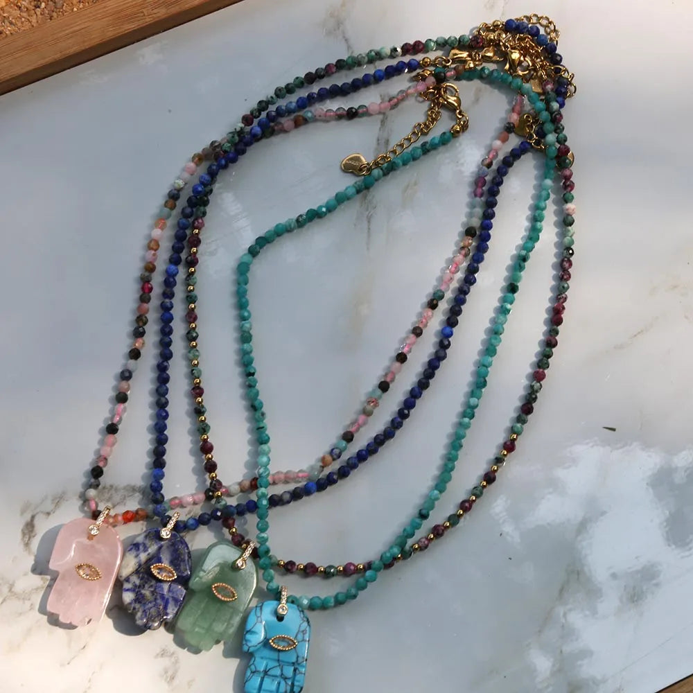 Collier Poisson Pivotant en Pierre Naturelle