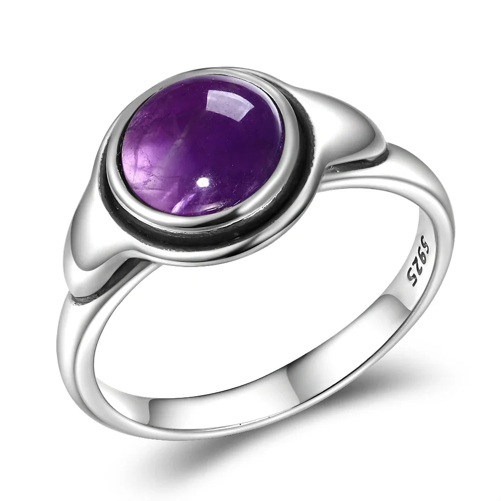 Bague Vintage en Améthyste Naturelle, Argent S925