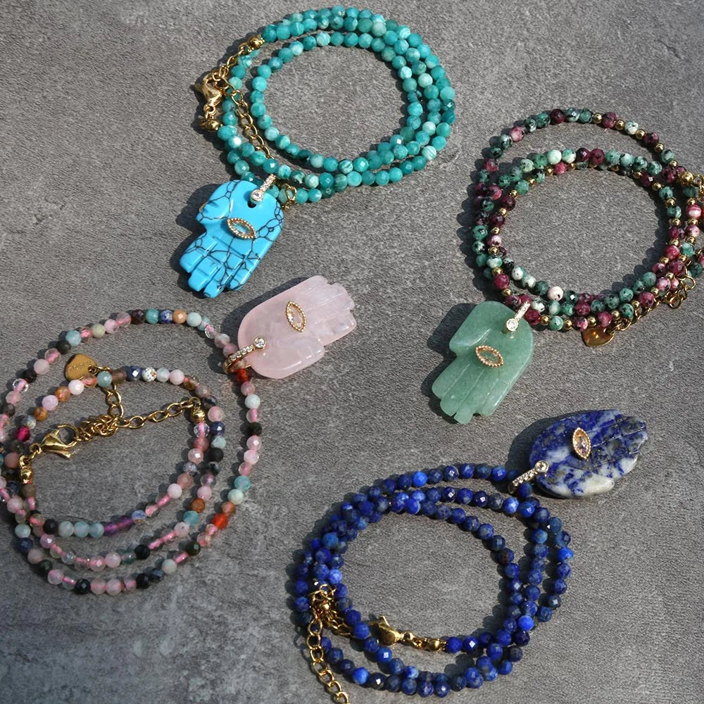 Collier Poisson Pivotant en Pierre Naturelle