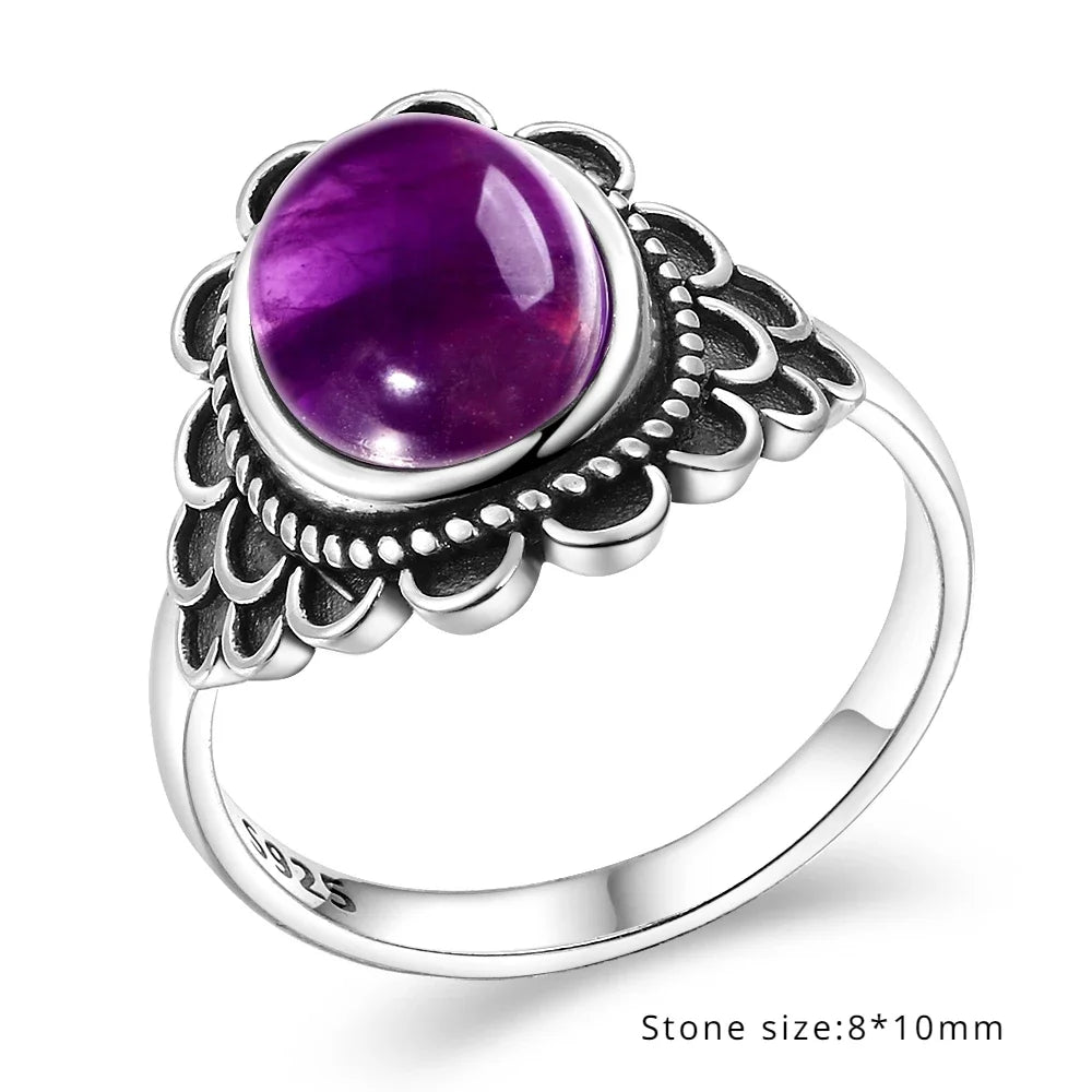 Bague Vintage en Améthyste Naturelle, Argent S925