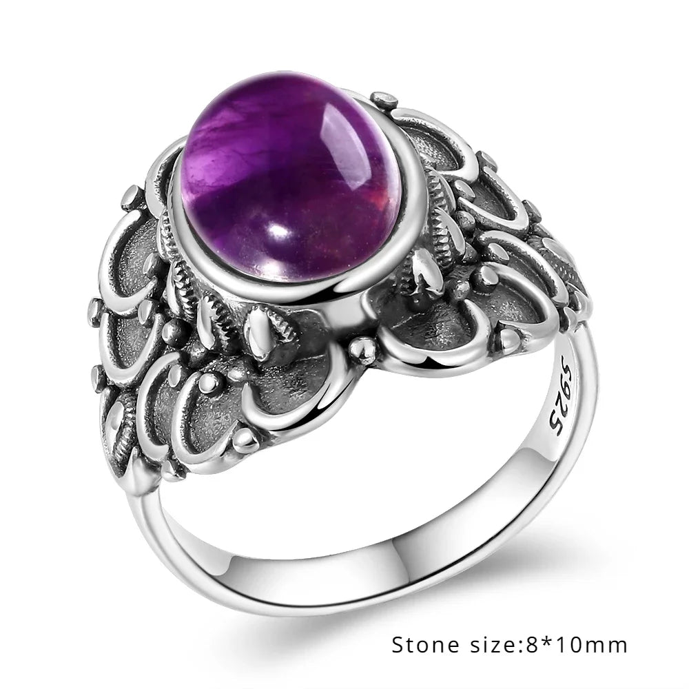 Bague Vintage en Améthyste Naturelle, Argent S925