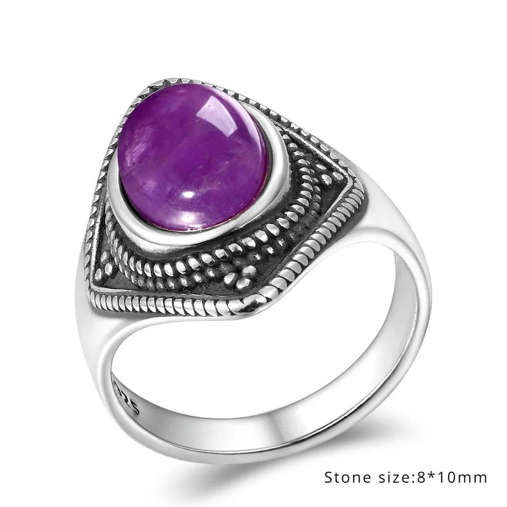 Bague Vintage en Améthyste Naturelle, Argent S925