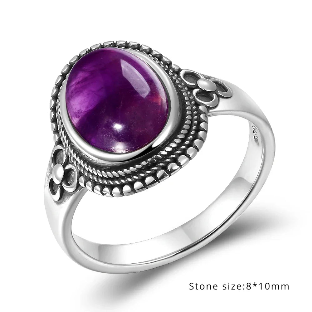 Bague Vintage en Améthyste Naturelle, Argent S925