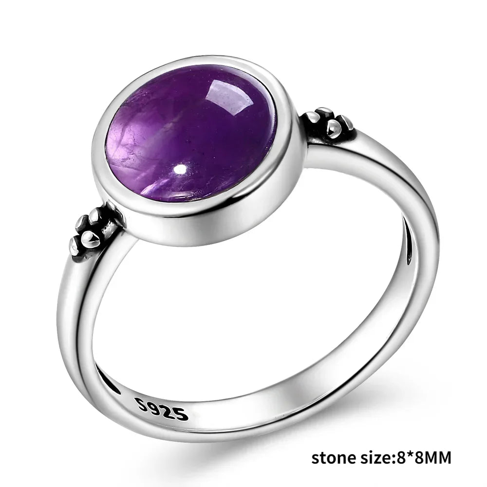 Bague Vintage en Améthyste Naturelle, Argent S925